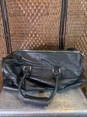 Ossington Black Leather Duffle Travel Bag